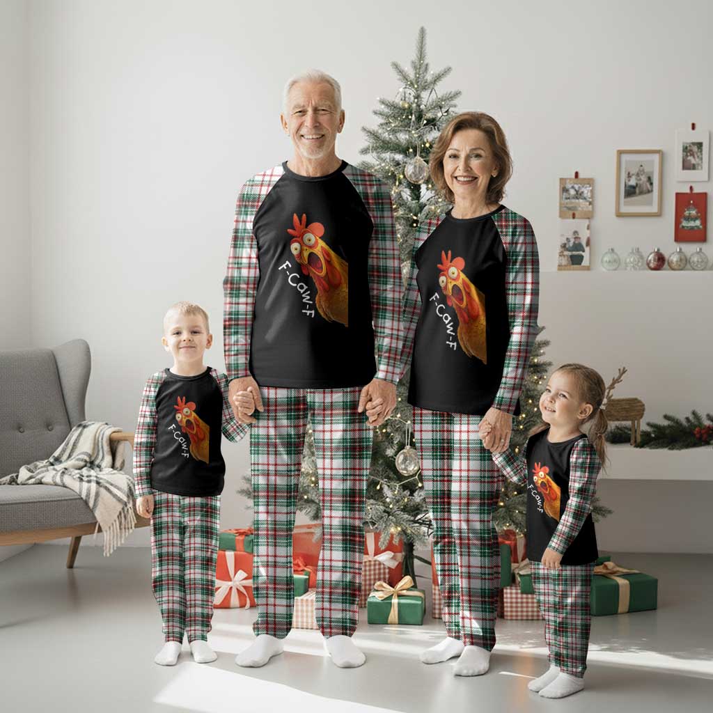 Funny F Caw F Surprise Chicken Meme Plaid Pajama Set Hilarious Shocked Bird Graphic for Comedy Lovers TS02 Christmas Plaid Print Your Wear