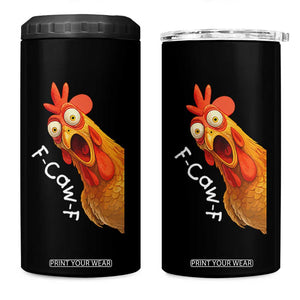 Funny F Caw F Surprise Chicken Meme 4 in 1 Can Cooler Tumbler Hilarious Shocked Bird Graphic for Comedy Lovers TS02 One Size: 16 oz Black Print Your Wear