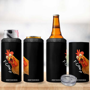 Funny F Caw F Surprise Chicken Meme 4 in 1 Can Cooler Tumbler Hilarious Shocked Bird Graphic for Comedy Lovers TS02 Print Your Wear