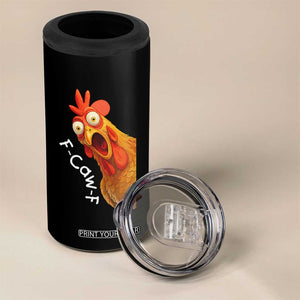 Funny F Caw F Surprise Chicken Meme 4 in 1 Can Cooler Tumbler Hilarious Shocked Bird Graphic for Comedy Lovers TS02 Print Your Wear