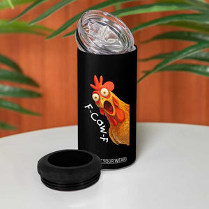 Funny F Caw F Surprise Chicken Meme 4 in 1 Can Cooler Tumbler Hilarious Shocked Bird Graphic for Comedy Lovers TS02 Print Your Wear