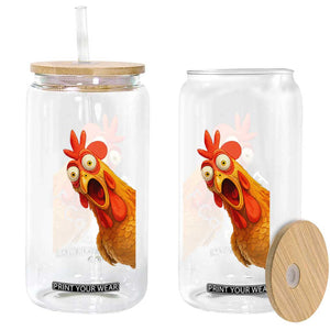 Funny F Caw F Surprise Chicken Meme Glass Can Hilarious Shocked Bird Graphic for Comedy Lovers TS02 Print Your Wear