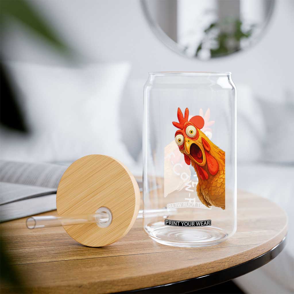 Funny F Caw F Surprise Chicken Meme Glass Can Hilarious Shocked Bird Graphic for Comedy Lovers TS02 Print Your Wear
