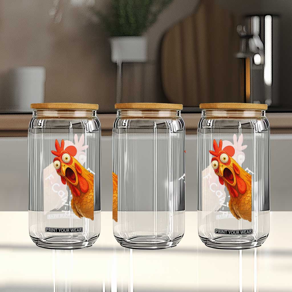 Funny F Caw F Surprise Chicken Meme Glass Can Hilarious Shocked Bird Graphic for Comedy Lovers TS02 Print Your Wear