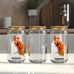 Funny F Caw F Surprise Chicken Meme Glass Can Hilarious Shocked Bird Graphic for Comedy Lovers TS02 Print Your Wear