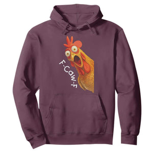 Funny F Caw F Surprise Chicken Meme Hoodie Hilarious Shocked Bird Graphic for Comedy Lovers TS02 Maroon Print Your Wear