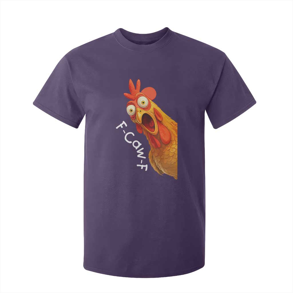 Funny F Caw F Surprise Chicken Meme T Shirt For Kid Hilarious Shocked Bird Graphic for Comedy Lovers TS02 Purple Print Your Wear