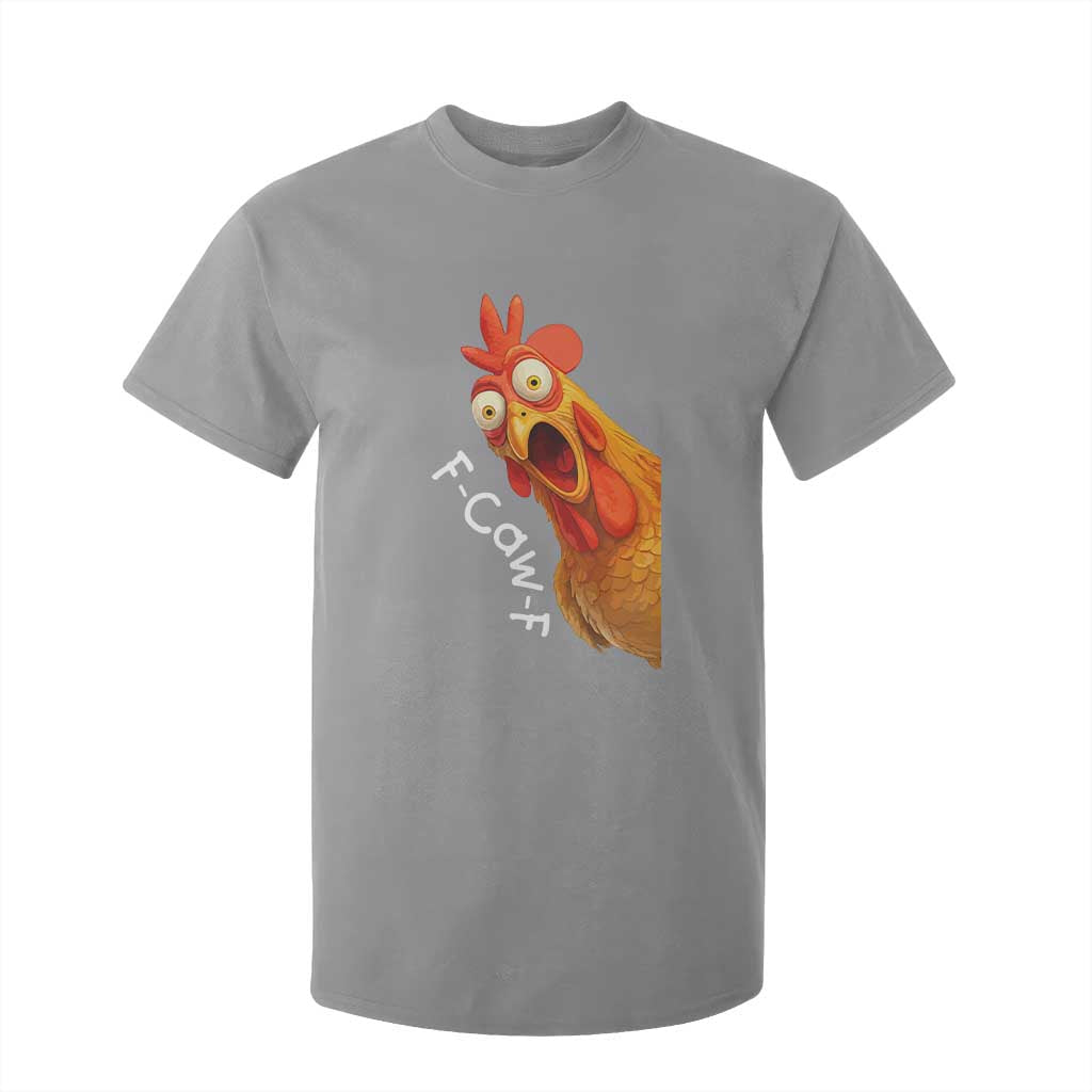 Funny F Caw F Surprise Chicken Meme T Shirt For Kid Hilarious Shocked Bird Graphic for Comedy Lovers TS02 Sport Gray Print Your Wear