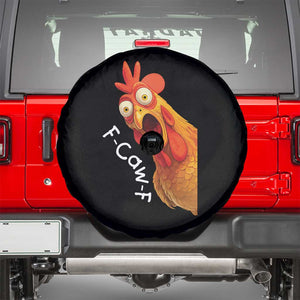 Funny F Caw F Surprise Chicken Meme Spare Tire Cover Hilarious Shocked Bird Graphic for Comedy Lovers TS02 Black Print Your Wear