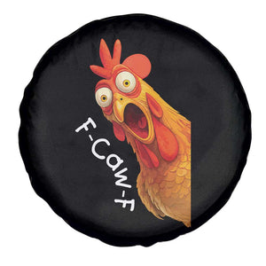 Funny F Caw F Surprise Chicken Meme Spare Tire Cover Hilarious Shocked Bird Graphic for Comedy Lovers TS02 Print Your Wear