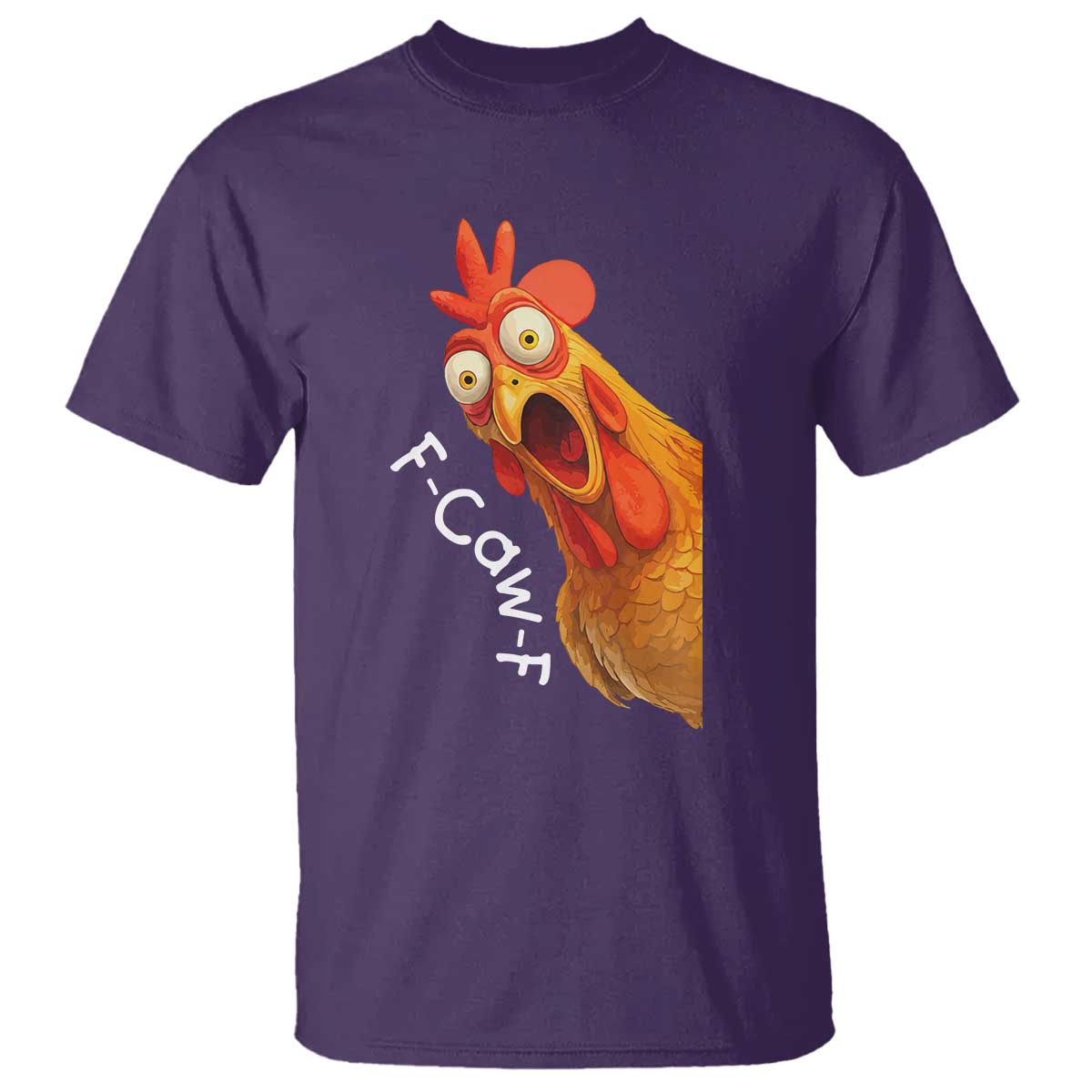 Funny F Caw F Surprise Chicken Meme T Shirt Hilarious Shocked Bird Graphic for Comedy Lovers TS02 Purple Print Your Wear