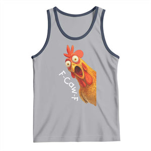 Funny F Caw F Surprise Chicken Meme Tank Top Hilarious Shocked Bird Graphic for Comedy Lovers TS02 Athletic Heather Navy Print Your Wear