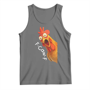 Funny F Caw F Surprise Chicken Meme Tank Top Hilarious Shocked Bird Graphic for Comedy Lovers TS02 Black Heather Print Your Wear