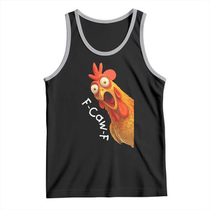 Funny F Caw F Surprise Chicken Meme Tank Top Hilarious Shocked Bird Graphic for Comedy Lovers TS02 Black Athletic Heather Print Your Wear