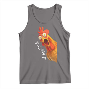 Funny F Caw F Surprise Chicken Meme Tank Top Hilarious Shocked Bird Graphic for Comedy Lovers TS02 Deep Heather Print Your Wear