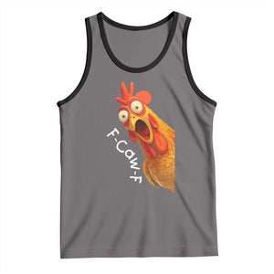 Funny F Caw F Surprise Chicken Meme Tank Top Hilarious Shocked Bird Graphic for Comedy Lovers TS02 Deep Heather Black Print Your Wear