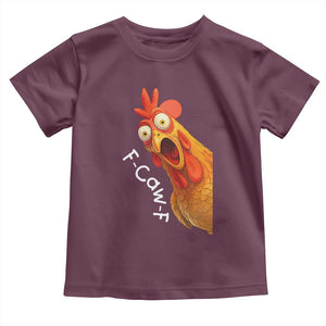 Funny F Caw F Surprise Chicken Meme Toddler T Shirt Hilarious Shocked Bird Graphic for Comedy Lovers TS02 Maroon Print Your Wear
