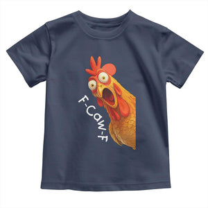 Funny F Caw F Surprise Chicken Meme Toddler T Shirt Hilarious Shocked Bird Graphic for Comedy Lovers TS02 Navy Print Your Wear