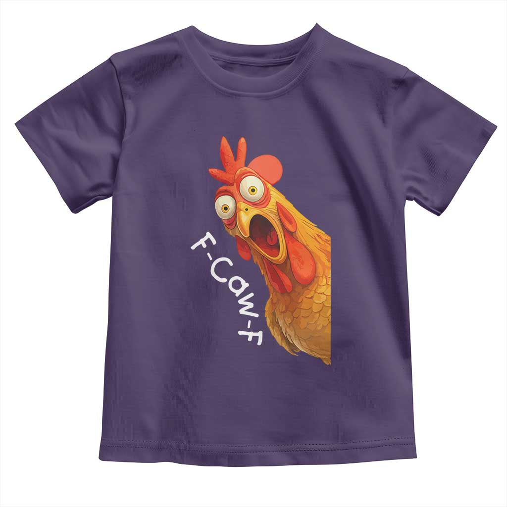 Funny F Caw F Surprise Chicken Meme Toddler T Shirt Hilarious Shocked Bird Graphic for Comedy Lovers TS02 Purple Print Your Wear