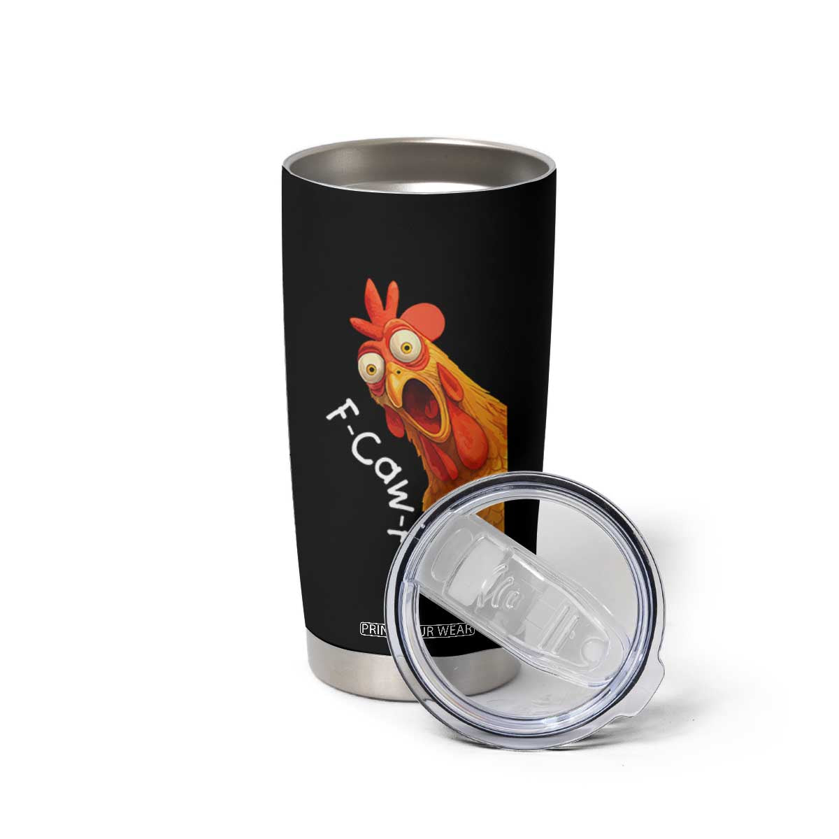 Funny F Caw F Surprise Chicken Meme Tumbler Cup Hilarious Shocked Bird Graphic for Comedy Lovers TS02 Print Your Wear