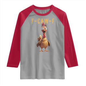 F Caw F Classic Chicken Scream Raglan Shirt Poultry Joke Farm Life Humor TS02 Sport Gray Red Print Your Wear