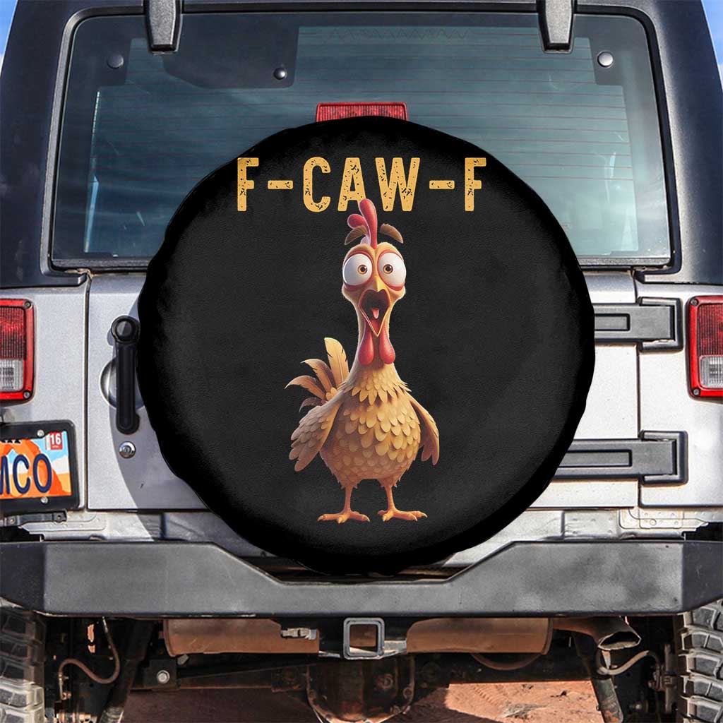 F Caw F Classic Chicken Scream Spare Tire Cover Poultry Joke Farm Life Humor TS02 No hole Black Print Your Wear