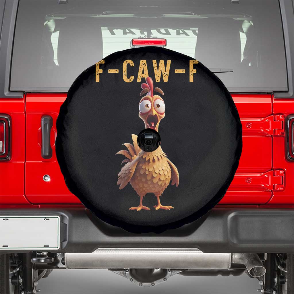 F Caw F Classic Chicken Scream Spare Tire Cover Poultry Joke Farm Life Humor TS02 Black Print Your Wear