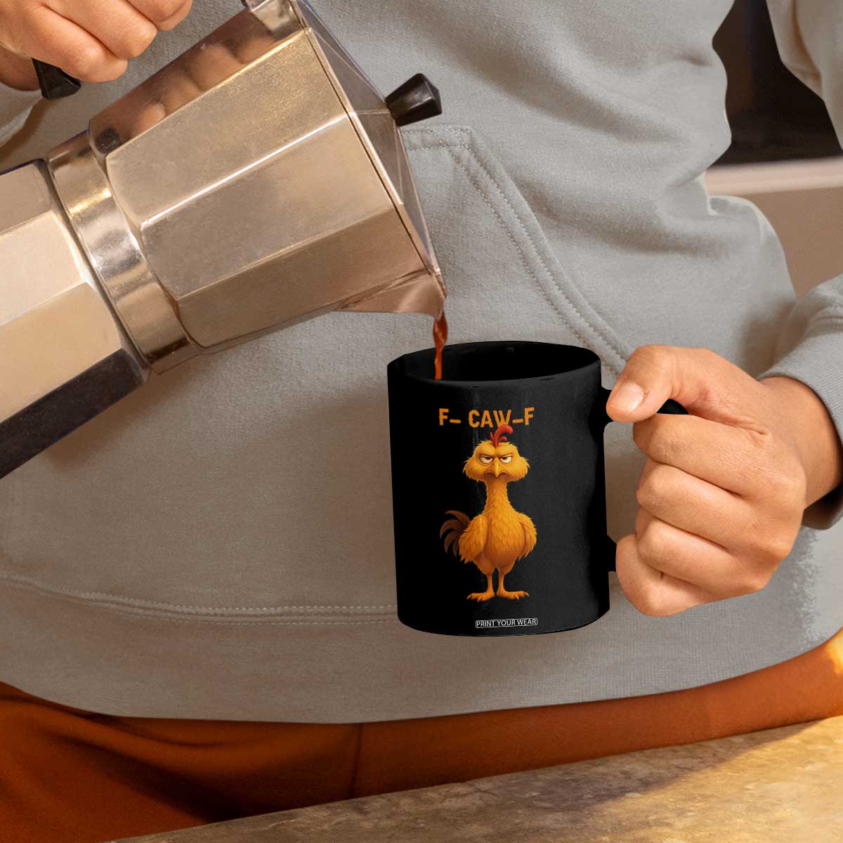 Funny F Caw F Fed Up Chicken Meme Coffee Mug Sarcastic Bird Humor Mood Swing TS02 Print Your Wear