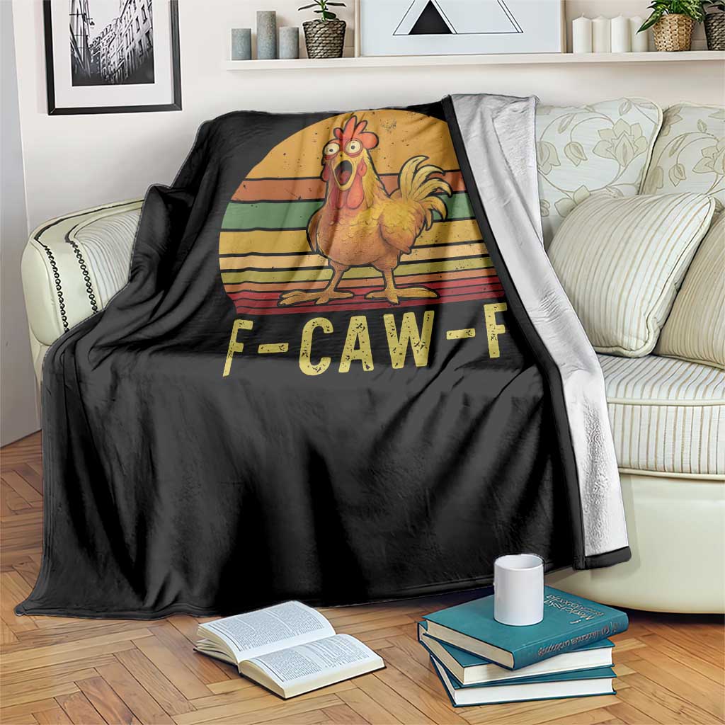 F Caw F Retro Chicken Meme Throw Blanket Vintage Sunset Poultry Graphic Loud Bird Energy TS02 Print Your Wear