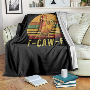 F Caw F Retro Chicken Meme Throw Blanket Vintage Sunset Poultry Graphic Loud Bird Energy TS02 Print Your Wear