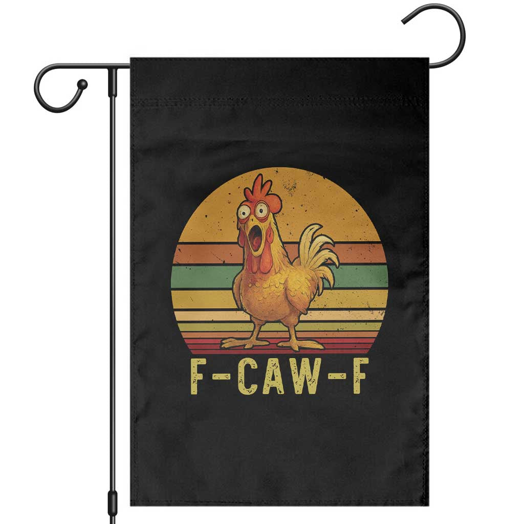 F Caw F Retro Chicken Meme Garden Flag Vintage Sunset Poultry Graphic Loud Bird Energy TS02 Black Print Your Wear