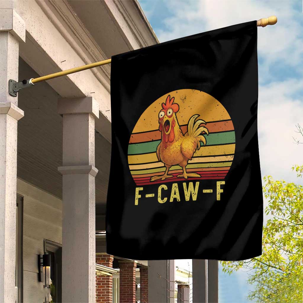 F Caw F Retro Chicken Meme Garden Flag Vintage Sunset Poultry Graphic Loud Bird Energy TS02 Print Your Wear