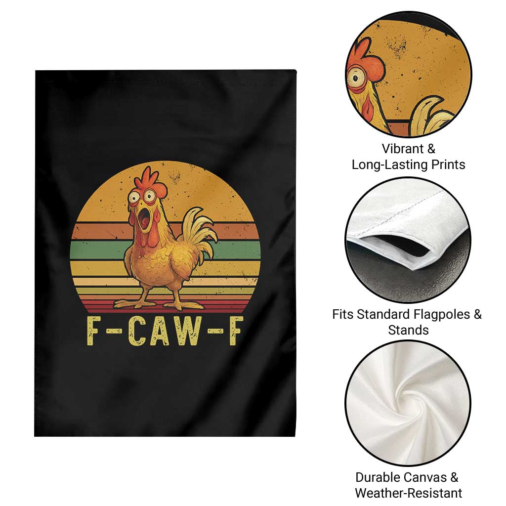 F Caw F Retro Chicken Meme Garden Flag Vintage Sunset Poultry Graphic Loud Bird Energy TS02 Print Your Wear