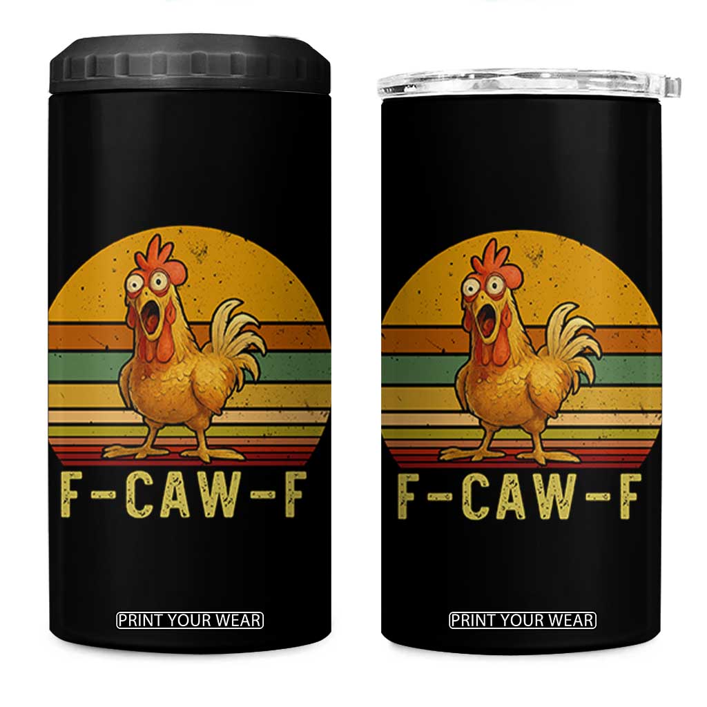 F Caw F Retro Chicken Meme 4 in 1 Can Cooler Tumbler Vintage Sunset Poultry Graphic Loud Bird Energy TS02 One Size: 16 oz Black Print Your Wear