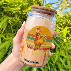 F Caw F Retro Chicken Meme Glass Can Vintage Sunset Poultry Graphic Loud Bird Energy TS02 Black Print Your Wear