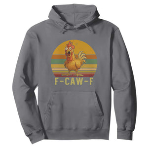 F Caw F Retro Chicken Meme Hoodie Vintage Sunset Poultry Graphic Loud Bird Energy TS02 Charcoal Print Your Wear