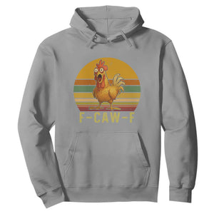 F Caw F Retro Chicken Meme Hoodie Vintage Sunset Poultry Graphic Loud Bird Energy TS02 Sport Gray Print Your Wear