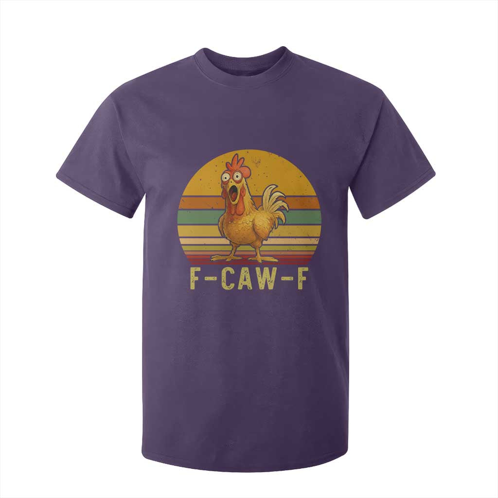 F Caw F Retro Chicken Meme T Shirt For Kid Vintage Sunset Poultry Graphic Loud Bird Energy TS02 Purple Print Your Wear