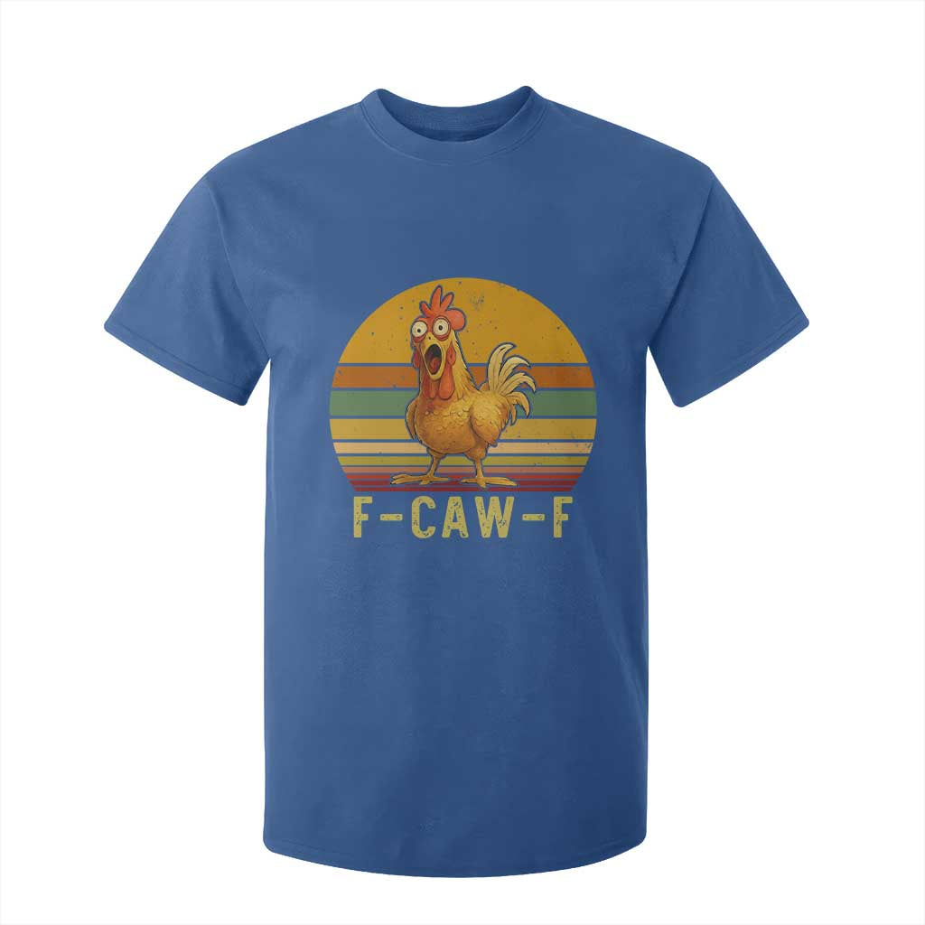 F Caw F Retro Chicken Meme T Shirt For Kid Vintage Sunset Poultry Graphic Loud Bird Energy TS02 Royal Blue Print Your Wear