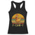 F Caw F Retro Chicken Meme Racerback Tank Top Vintage Sunset Poultry Graphic Loud Bird Energy TS02 Black Print Your Wear