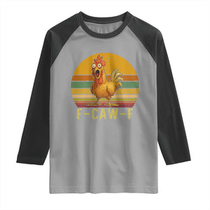 F Caw F Retro Chicken Meme Raglan Shirt Vintage Sunset Poultry Graphic Loud Bird Energy TS02 Sport Gray Black Print Your Wear