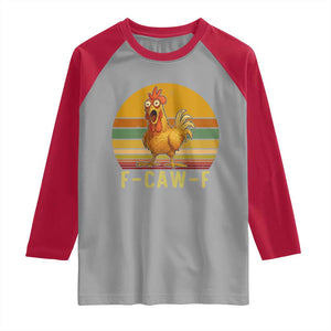 F Caw F Retro Chicken Meme Raglan Shirt Vintage Sunset Poultry Graphic Loud Bird Energy TS02 Sport Gray Red Print Your Wear