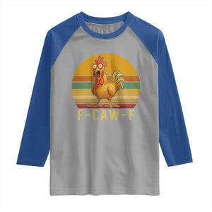 F Caw F Retro Chicken Meme Raglan Shirt Vintage Sunset Poultry Graphic Loud Bird Energy TS02 Sport Gray Royal Print Your Wear