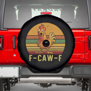 F Caw F Retro Chicken Meme Spare Tire Cover Vintage Sunset Poultry Graphic Loud Bird Energy TS02 Black Print Your Wear