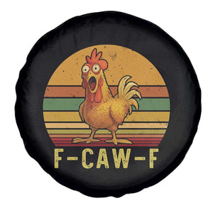 F Caw F Retro Chicken Meme Spare Tire Cover Vintage Sunset Poultry Graphic Loud Bird Energy TS02 Print Your Wear