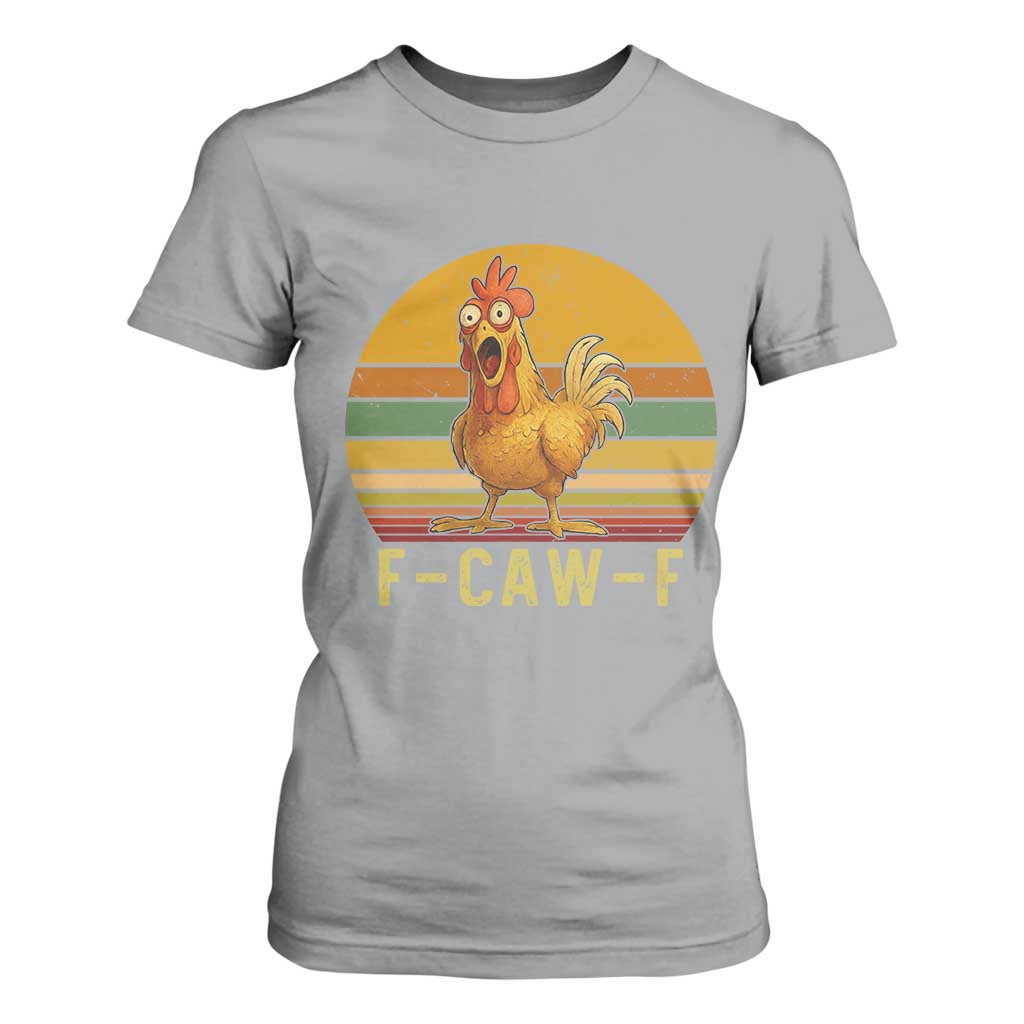 F Caw F Retro Chicken Meme T Shirt For Women Vintage Sunset Poultry Graphic Loud Bird Energy TS02 Sport Gray Print Your Wear