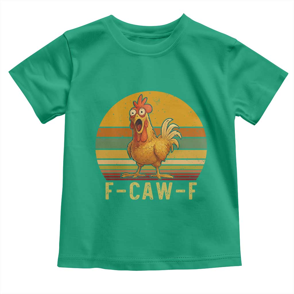 F Caw F Retro Chicken Meme Toddler T Shirt Vintage Sunset Poultry Graphic Loud Bird Energy TS02 Irish Green Print Your Wear