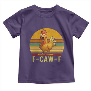 F Caw F Retro Chicken Meme Toddler T Shirt Vintage Sunset Poultry Graphic Loud Bird Energy TS02 Purple Print Your Wear