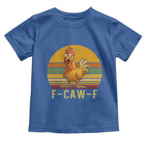 F Caw F Retro Chicken Meme Toddler T Shirt Vintage Sunset Poultry Graphic Loud Bird Energy TS02 Royal Blue Print Your Wear