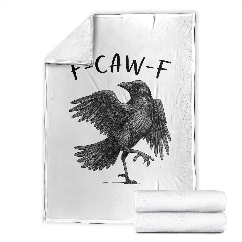 F Caw F Raven Graphic Throw Blanket Funny Sarcastic Bird with Attitude TS02 White Print Your Wear